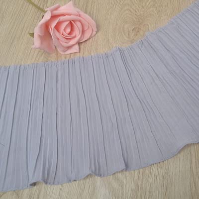 Spitzenband, 3 Yard/Lot Schwarz Weiß Spitzenbesatz Zopf Plissee Chiffon Gekräuselten Saum 11 CM-32 CM von LKDCNUP