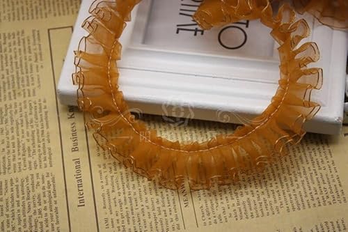 Spitzenband, 30 Yards 2,3–2,5 cm doppellagiges Vintage-Rüschen-Guipure-Spitzenrandbesatz-Plisseeband von LKDCNUP