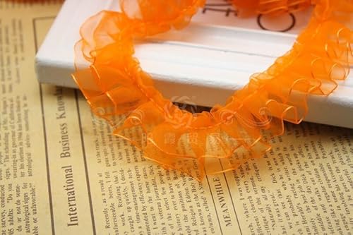 Spitzenband, 30 Yards 2,3–2,5 cm doppellagiges Vintage-Rüschen-Guipure-Spitzenrandbesatz-Plisseeband von LKDCNUP