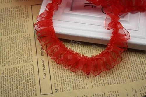 Spitzenband, 30 Yards 2,3–2,5 cm doppellagiges Vintage-Rüschen-Guipure-Spitzenrandbesatz-Plisseeband von LKDCNUP