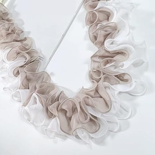 Spitzenband, 4-lagige S-förmige plissierte 3D-Chiffon-Spitze DIY-Kleid, langer Rocksaum, Sofa, Vorhangbesatz, Nähmaterial von LKDCNUP
