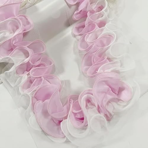 Spitzenband, 4-lagige S-förmige plissierte 3D-Chiffon-Spitze DIY-Kleid, langer Rocksaum, Sofa, Vorhangbesatz, Nähmaterial von LKDCNUP