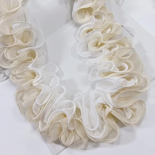 Spitzenband, 4-lagige S-förmige plissierte 3D-Chiffon-Spitze DIY-Kleid, langer Rocksaum, Sofa, Vorhangbesatz, Nähmaterial von LKDCNUP
