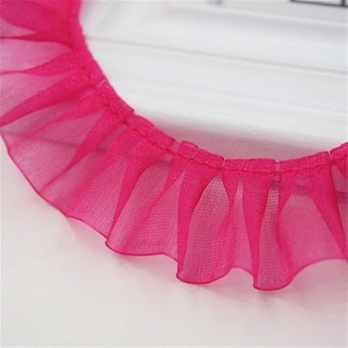 Spitzenband, 40 Yards 2,5 cm Breite Mesh Rüschen Spitze Trim Organza Plissee Rand Band Rock Shirt Saum von LKDCNUP