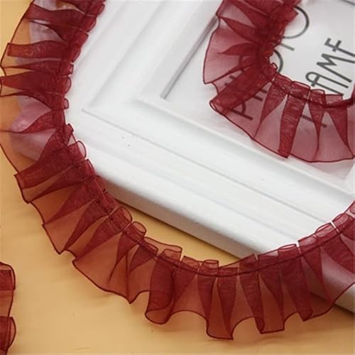 Spitzenband, 40 Yards 2,5 cm Breite Mesh Rüschen Spitze Trim Organza Plissee Rand Band Rock Shirt Saum von LKDCNUP