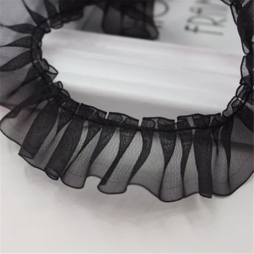Spitzenband, 40 Yards 2,5 cm Breite Mesh Rüschen Spitze Trim Organza Plissee Rand Band Rock Shirt Saum von LKDCNUP
