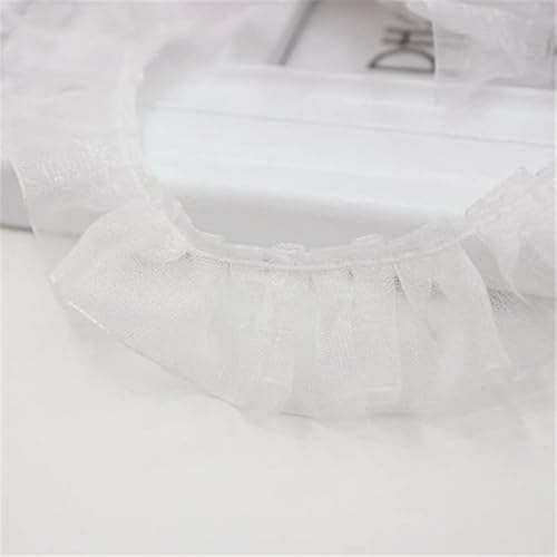 Spitzenband, 40yards 2,5 cm Breite Mesh Rüschen Spitze Trim Organza Plissee Rand Band Rock Shirt Saum von LKDCNUP