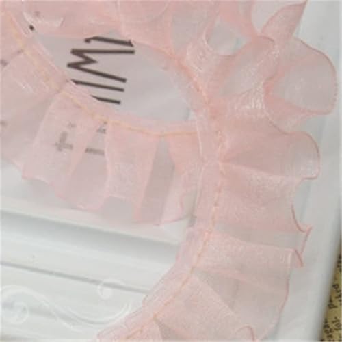 Spitzenband, 40yards 2,5 cm Breite Mesh Rüschen Spitze Trim Organza Plissee Rand Band Rock Shirt Saum von LKDCNUP