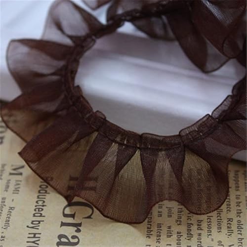 Spitzenband, 40yards 2,5 cm Breite Mesh Rüschen Spitze Trim Organza Plissee Rand Band Rock Shirt Saum von LKDCNUP
