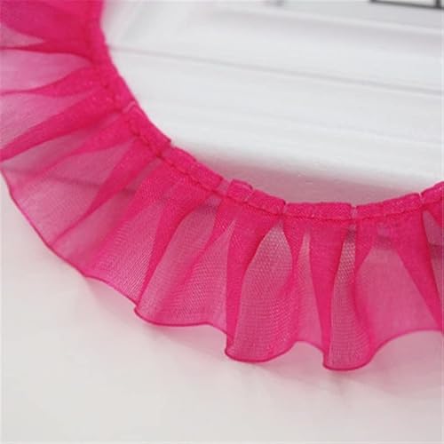 Spitzenband, 40yards 2,5 cm Breite Mesh Rüschen Spitze Trim Organza Plissee Rand Band Rock Shirt Saum von LKDCNUP