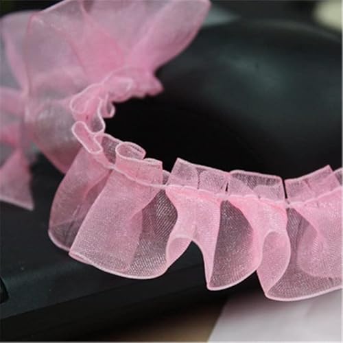 Spitzenband, 40yards 2,5 cm Breite Mesh Rüschen Spitze Trim Organza Plissee Rand Band Rock Shirt Saum Spitzenband, 40yards 2,5 cm Breite Mesh Rüschen Spitze Trim Organza Plissee Rand Band Rock Shirt Saum von LKDCNUP