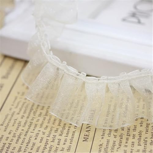 Spitzenband, 40yards 2,5 cm Breite Mesh Rüschen Spitze Trim Organza Plissee Rand Band Rock Shirt Saum Spitzenband, 40yards 2,5 cm Breite Mesh Rüschen Spitze Trim Organza Plissee Rand Band Rock Shirt Saum von LKDCNUP