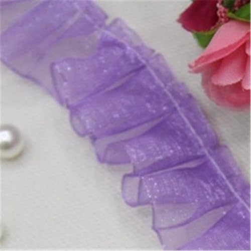 Spitzenband, 40yards 2,5 cm Breite Mesh Rüschen Spitze Trim Organza Plissee Rand Band Rock Shirt Saum von LKDCNUP