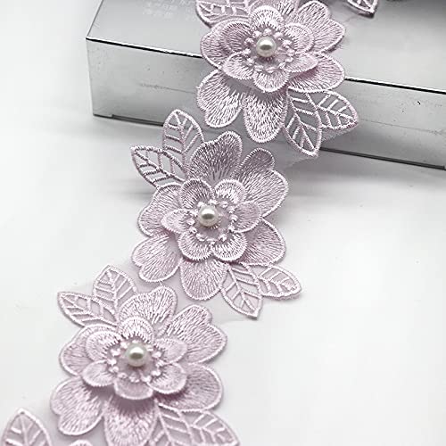 Spitzenband, 6,5 * 8 cm Perle Blume for Kleid Band Spitze Trim Stricken Hochzeit Bestickt DIY von LKDCNUP