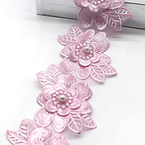Spitzenband, 6,5 * 8 cm Perle Blume for Kleid Band Spitze Trim Stricken Hochzeit Bestickt DIY von LKDCNUP