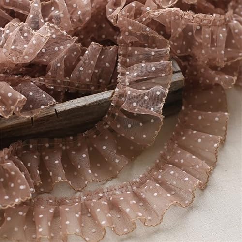 Spitzenband, 6CM Breite Tüll Dot Mesh 3D Plissee Spitze Stoff Rüschen Stickerei Kragen Ausschnitt Rüschen Trim Tuch von LKDCNUP