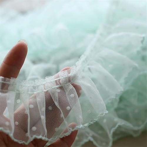 Spitzenband, 6CM Breite Tüll Dot Mesh 3D Plissee Spitze Stoff Rüschen Stickerei Kragen Ausschnitt Rüschen Trim Tuch von LKDCNUP