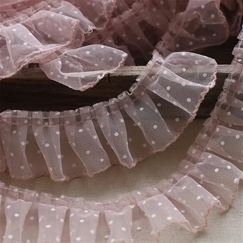 Spitzenband, 6CM Breite Tüll Dot Mesh 3D Plissee Spitze Stoff Rüschen Stickerei Kragen Ausschnitt Rüschen Trim Tuch von LKDCNUP