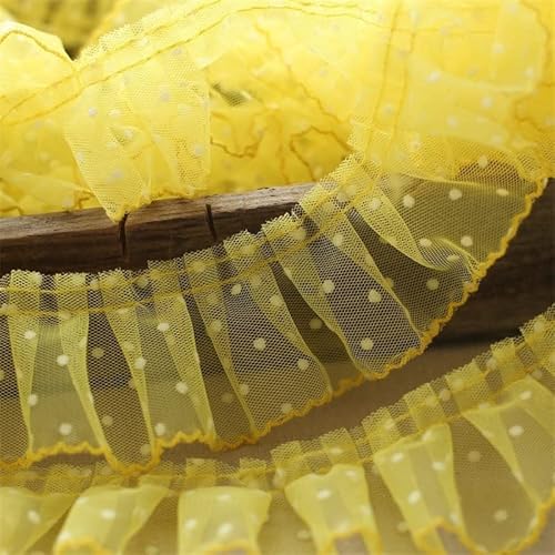 Spitzenband, 6CM Breite Tüll Dot Mesh 3D Plissee Spitze Stoff Rüschen Stickerei Kragen Ausschnitt Rüschen Trim Tuch von LKDCNUP