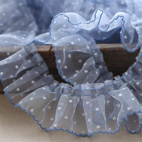 Spitzenband, 6CM Breite Tüll Dot Mesh 3D Plissee Spitze Stoff Rüschen Stickerei Kragen Ausschnitt Rüschen Trim Tuch von LKDCNUP