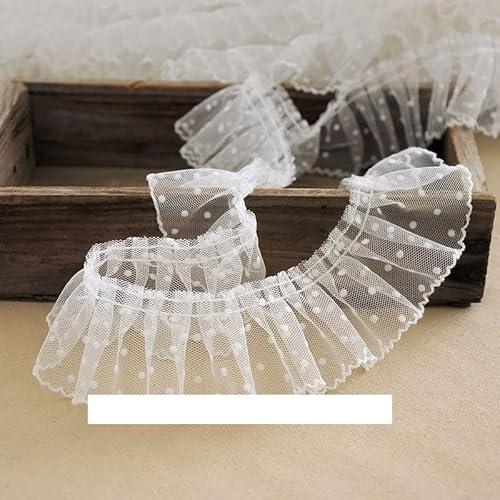 Spitzenband, 6CM Breite Tüll Dot Mesh 3D Plissee Spitze Stoff Rüschen Stickerei Kragen Ausschnitt Rüschen Trim Tuch von LKDCNUP