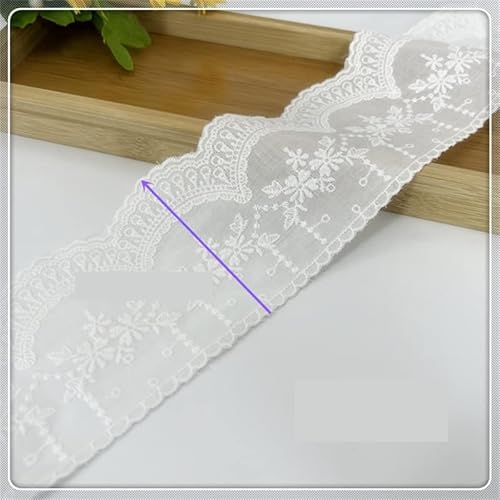 Spitzenband, 8 cm bunte bestickte Blumen-Baumwollspitzenbesatzband, handgefertigt, Puppenrock, dekoratives Kleidungszubehör von LKDCNUP