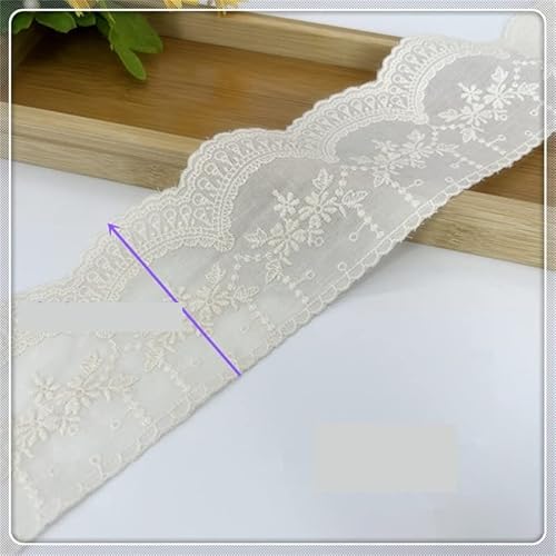 Spitzenband, 8 cm bunte bestickte Blumen-Baumwollspitzenbesatzband, handgefertigt, Puppenrock, dekoratives Kleidungszubehör Spitzenband, 8 cm bunte bestickte Blumen-Baumwollspitzenbesatzband, handgefertigt, Puppenrock, dekoratives Kleidungszubehör von LKDCNUP