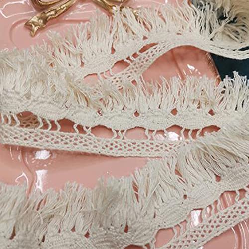 Spitzenband, Beige Quaste Baumwolle bestickt Mesh Fransen Spitzenband for Haarschleifen Nähen Surpplies Geschenk von LKDCNUP