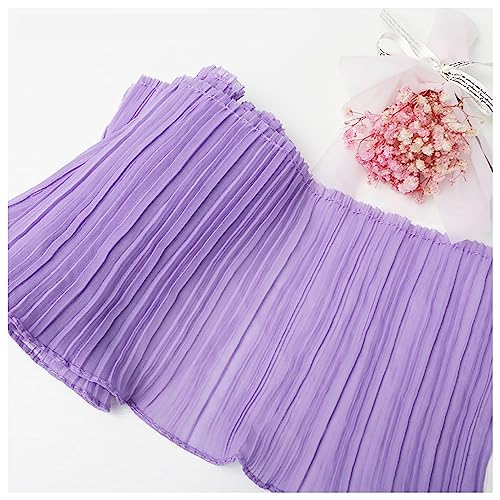 Spitzenband, Falten-Spitzenbesatz, 3 Meter, gekräuselter, zerknitterter Chiffonstoff, Band, Manschettenkragen, Kleid, Rock, Kleidung, Nähmaterialien von LKDCNUP