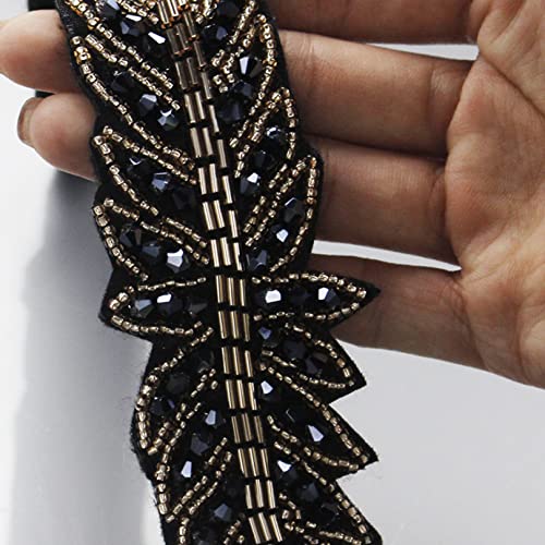 Spitzenband, Lange Blätter Blatt Handgemachte Applikation Kristall Strass Perlen Bestickt Trimmen Quaste Spitze Fransen DIY von LKDCNUP