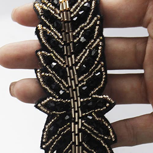Spitzenband, Lange Blätter Blatt Handgemachte Applikation Kristall Strass Perlen Bestickt Trimmen Quaste Spitze Fransen DIY Spitzenband, Lange Blätter Blatt Handgemachte Applikation Kristall Strass Perlen Bestickt Trimmen Quaste Spitze Fransen DIY von LKDCNUP
