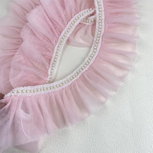 Spitzenband, Lolita-Stil Perlenbesatz Plissee rosa Spitze DIY von LKDCNUP