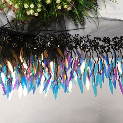 Spitzenband, Pailletten Mesh Spitze Stoff Trim Band Quaste Fransen Rand bestickt Nähen auf Zubehör Handwerk Hochzeit von LKDCNUP