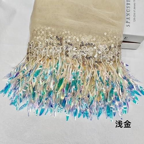 Spitzenband, Pailletten Mesh Spitze Stoff Trim Band Quaste Fringe bestickt Zubehör Hochzeit Kleid Party von LKDCNUP