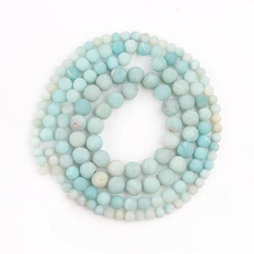 Matt polierte matte Steinperlen Natürlicher Aventurin Jade Malachit Achate Opal Lose Perlen für die Herstellung von DIY-Armbändern - Blauer Amazonit, 6 mm (ca. 61 Stück) von LKGROUN