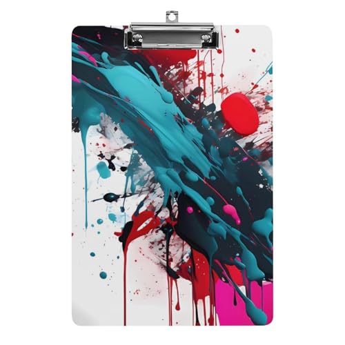 Abstraktes Farbspritzer-Klemmbrett für Büro, Zuhause, Acryl-Klemmbrett mit Aufhängelöchern aus Edelstahl, langlebige Klemmbretter für Notizen, Prüfungen, Noten, Noten, 31,8 x 21,6 cm Abstraktes Farbspritzer-Klemmbrett für Büro, Zuhause, Acryl-Klemmbrett mit Aufhängelöchern aus Edelstahl, langlebige Klemmbretter für Notizen, Prüfungen, Noten, Noten, 31,8 x 21,6 cm von LKHDS
