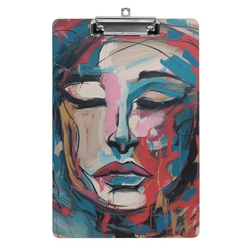 Abstraktes Klemmbrett für weibliches Gesicht, für Büro, Zuhause, Acryl-Klemmbrett mit Aufhängelöchern aus Edelstahl, langlebige Klemmbretter für Notizen, Prüfungen, Noten, Noten, 31,8 x 21,6 cm Abstraktes Klemmbrett für weibliches Gesicht, für Büro, Zuhause, Acryl-Klemmbrett mit Aufhängelöchern aus Edelstahl, langlebige Klemmbretter für Notizen, Prüfungen, Noten, Noten, 31,8 x 21,6 cm von LKHDS