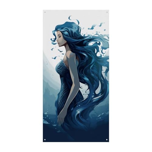 Blaue Meerjungfrau-Türbanner, saisonale vertikale Türabdeckung, Dekoration, langlebiger Hintergrund für Party, Veranda, Eingang, Garten, Dekoration, 178 x 80 cm Blaue Meerjungfrau-Türbanner, saisonale vertikale Türabdeckung, Dekoration, langlebiger Hintergrund für Party, Veranda, Eingang, Garten, Dekoration, 178 x 80 cm von LKHDS