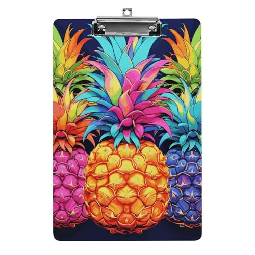 Buntes Ananas-Klemmbrett für Büro, Zuhause, Acryl-Klemmbrett mit Edelstahl-Löchern zum Aufhängen, langlebige Klemmbretter für Notizen, Prüfungen, Noten, Noten, 31,8 x 21,6 cm Buntes Ananas-Klemmbrett für Büro, Zuhause, Acryl-Klemmbrett mit Edelstahl-Löchern zum Aufhängen, langlebige Klemmbretter für Notizen, Prüfungen, Noten, Noten, 31,8 x 21,6 cm von LKHDS