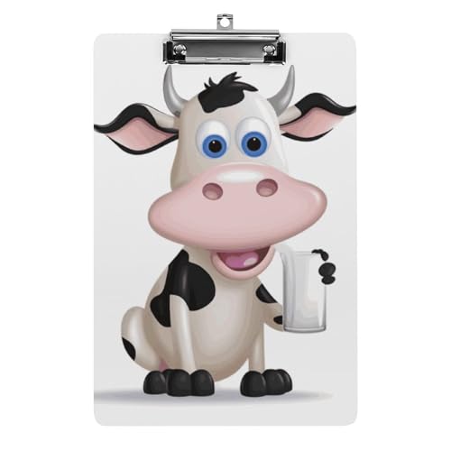 Cartoon-Milch-Kuh-Klemmbrett für Büro, Zuhause, Acryl-Klemmbrett mit Aufhängelöchern aus Edelstahl, langlebige Klemmbretter für Notizen, Prüfungen, Noten, Noten, 31,8 x 21,6 cm Cartoon-Milch-Kuh-Klemmbrett für Büro, Zuhause, Acryl-Klemmbrett mit Aufhängelöchern aus Edelstahl, langlebige Klemmbretter für Notizen, Prüfungen, Noten, Noten, 31,8 x 21,6 cm von LKHDS