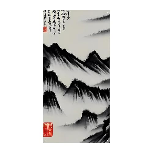 Chinesische Landschaftsmalerei, Türbanner, saisonale vertikale Türabdeckung, Dekoration, langlebiger Hintergrund für Party, Veranda, Eingang, Garten, Dekoration, 178 x 80 cm Chinesische Landschaftsmalerei, Türbanner, saisonale vertikale Türabdeckung, Dekoration, langlebiger Hintergrund für Party, Veranda, Eingang, Garten, Dekoration, 178 x 80 cm von LKHDS