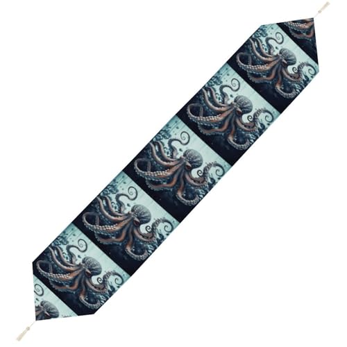 Cooler Octopus-Tischläufer, wiederverwendbar, weich, kurz, Plüsch, Esstischdekoration für Hochzeit, Party, Küche, 229 x 33 cm Cooler Octopus-Tischläufer, wiederverwendbar, weich, kurz, Plüsch, Esstischdekoration für Hochzeit, Party, Küche, 229 x 33 cm von LKHDS