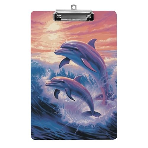 Delfin-Kunst-Klemmbrett für Büro, Zuhause, Acryl-Klemmbrett mit Aufhängelöchern aus Edelstahl, langlebige Klemmbretter für Notizen, Prüfungen, Noten, Noten, 31,8 x 21,6 cm Delfin-Kunst-Klemmbrett für Büro, Zuhause, Acryl-Klemmbrett mit Aufhängelöchern aus Edelstahl, langlebige Klemmbretter für Notizen, Prüfungen, Noten, Noten, 31,8 x 21,6 cm von LKHDS