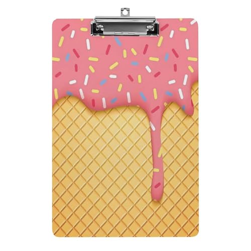 Eiscreme- und Waffelmuster-Klemmbrett für Büro, Zuhause, Acryl-Klemmbrett mit Aufhängelöchern aus Edelstahl, langlebige Klemmbretter für Notizen, Prüfungen, Noten, Noten, 31,8 x 21,6 cm Eiscreme- und Waffelmuster-Klemmbrett für Büro, Zuhause, Acryl-Klemmbrett mit Aufhängelöchern aus Edelstahl, langlebige Klemmbretter für Notizen, Prüfungen, Noten, Noten, 31,8 x 21,6 cm von LKHDS