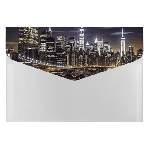Fächermappe mit 6 Fächern, New York Night Akkordeon, A4, Briefgröße, tragbarer Dokumenten-Organizer für Quittungen, Rechnungen, Bürobedarf Fächermappe mit 6 Fächern, New York Night Akkordeon, A4, Briefgröße, tragbarer Dokumenten-Organizer für Quittungen, Rechnungen, Bürobedarf von LKHDS