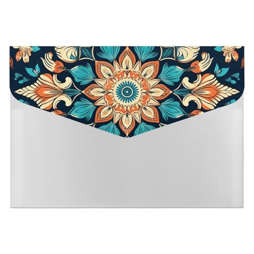 Fächermappe mit 6 Fächern, Vintage-Mandala-Blumen, Akkordeon-Aktenordner, A4, Briefgröße, tragbarer Dokumenten-Organizer für Quittungen, Rechnungen, Bürobedarf Fächermappe mit 6 Fächern, Vintage-Mandala-Blumen, Akkordeon-Aktenordner, A4, Briefgröße, tragbarer Dokumenten-Organizer für Quittungen, Rechnungen, Bürobedarf von LKHDS