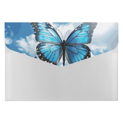 Fächermappe mit 6 Fächern, blauer Schmetterling und Wolken, Akkordeon-Aktenordner, A4, Briefgröße, tragbarer Dokumenten-Organizer für Quittungen, Rechnungen, Bürobedarf Fächermappe mit 6 Fächern, blauer Schmetterling und Wolken, Akkordeon-Aktenordner, A4, Briefgröße, tragbarer Dokumenten-Organizer für Quittungen, Rechnungen, Bürobedarf von LKHDS