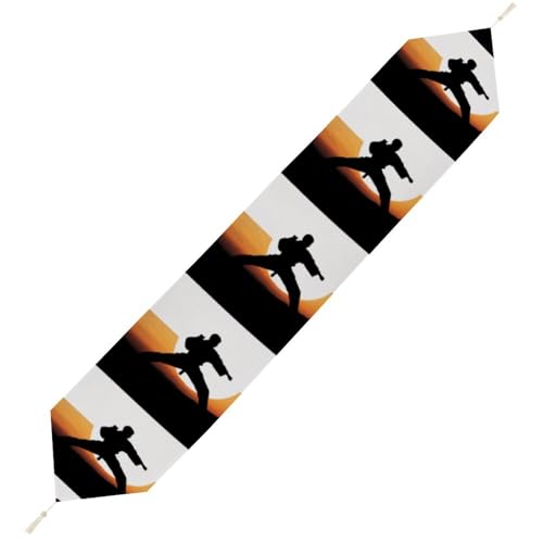 Karate-Silhouette-Tischläufer, wiederverwendbar, weich, kurz, Plüsch, Esstischdekoration für Hochzeit, Party, Küche, 200 x 33 cm Karate-Silhouette-Tischläufer, wiederverwendbar, weich, kurz, Plüsch, Esstischdekoration für Hochzeit, Party, Küche, 200 x 33 cm von LKHDS