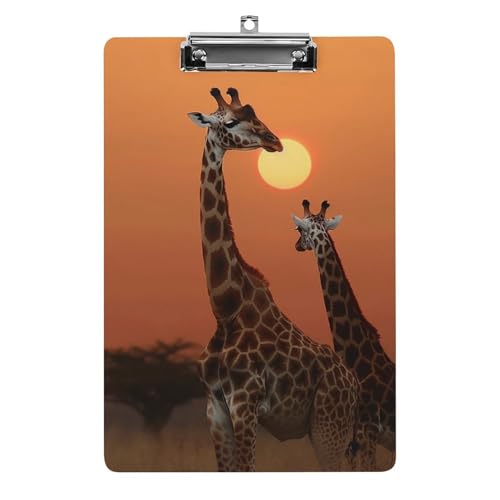 Klemmbrett Giraffe bei Sonnenuntergang für Büro, Zuhause, Acryl-Klemmbrett mit Aufhängelöchern aus Edelstahl, langlebige Klemmbretter für Notizen, Prüfungen, Noten, Noten, 31,8 x 21,6 cm Klemmbrett Giraffe bei Sonnenuntergang für Büro, Zuhause, Acryl-Klemmbrett mit Aufhängelöchern aus Edelstahl, langlebige Klemmbretter für Notizen, Prüfungen, Noten, Noten, 31,8 x 21,6 cm von LKHDS