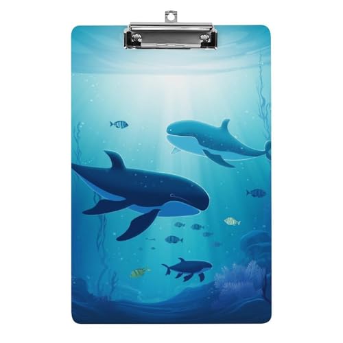 Klemmbrett "Wale unter dem Meer" für Büro, Zuhause, Acryl-Klemmbrett mit Aufhängelöchern aus Edelstahl, langlebige Klemmbretter für Notizen, Prüfungen, Noten, Noten, 31,8 x 21,6 cm Klemmbrett "Wale unter dem Meer" für Büro, Zuhause, Acryl-Klemmbrett mit Aufhängelöchern aus Edelstahl, langlebige Klemmbretter für Notizen, Prüfungen, Noten, Noten, 31,8 x 21,6 cm von LKHDS